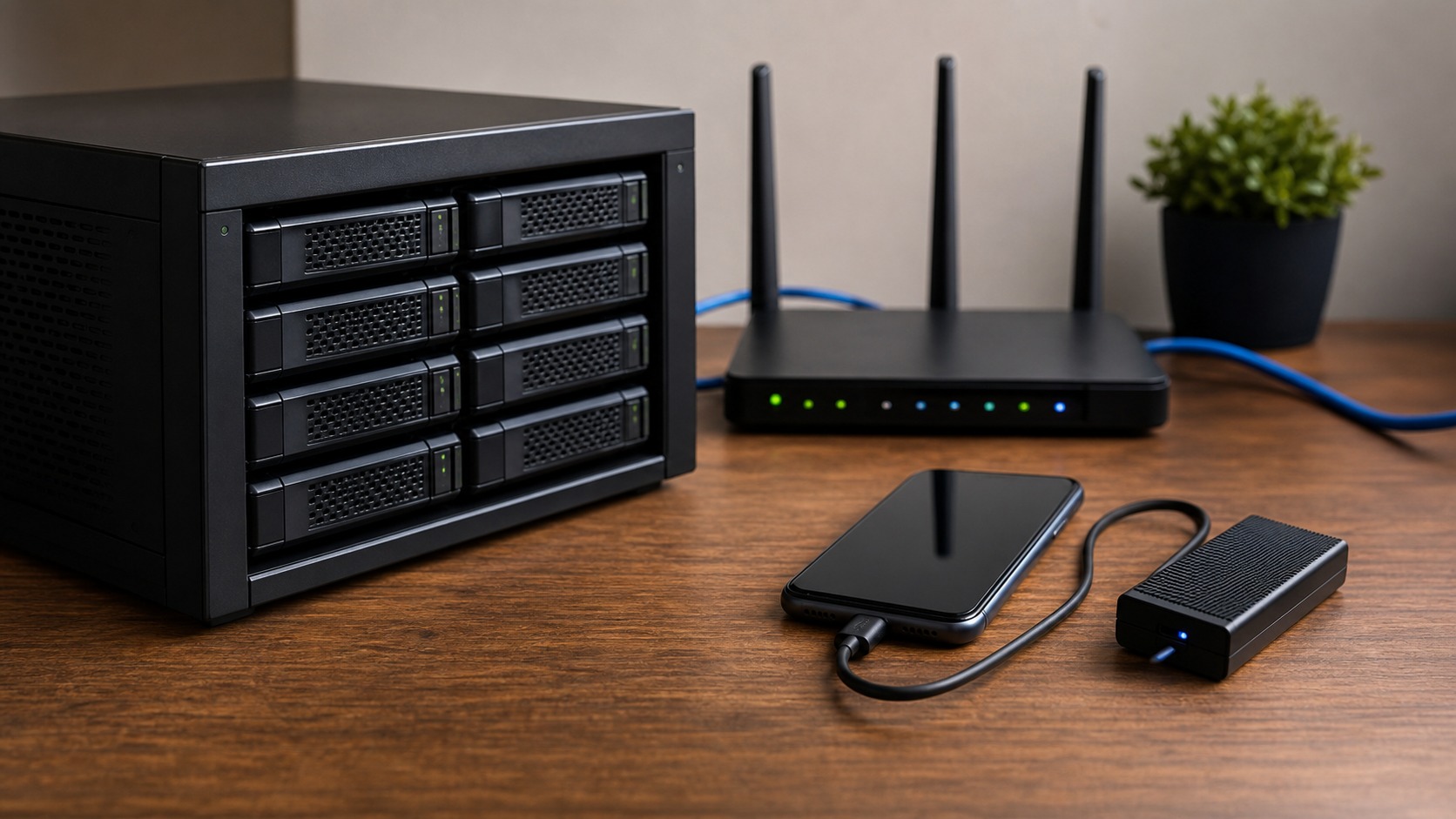Home server and mobile device connected to network equipment to compare full nodes and light nodes.