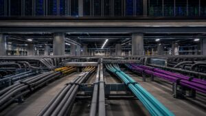 Data center foundation with separate connected blockchain infrastructure layers.