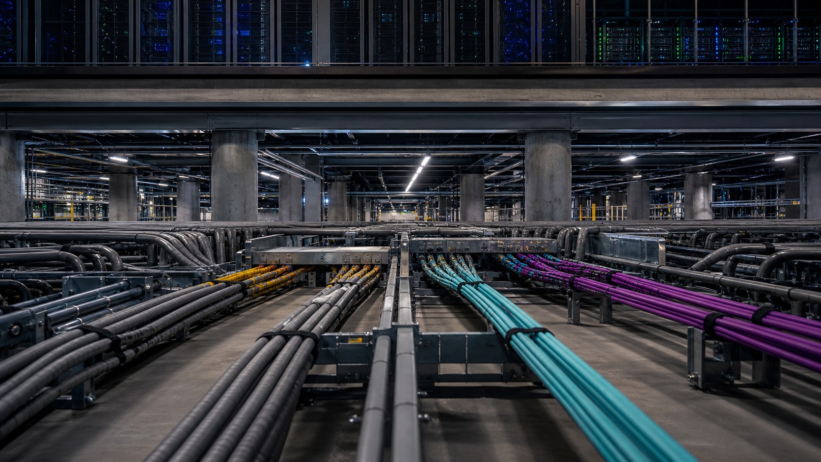 Data center foundation with separate connected blockchain infrastructure layers.