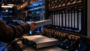 Network-level blockchain hardware illustrating how a native coin supports fees and security.