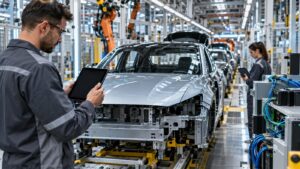 Ultra photorealistic hero image for Distributed Ledger Models in Automotive Industry Applications