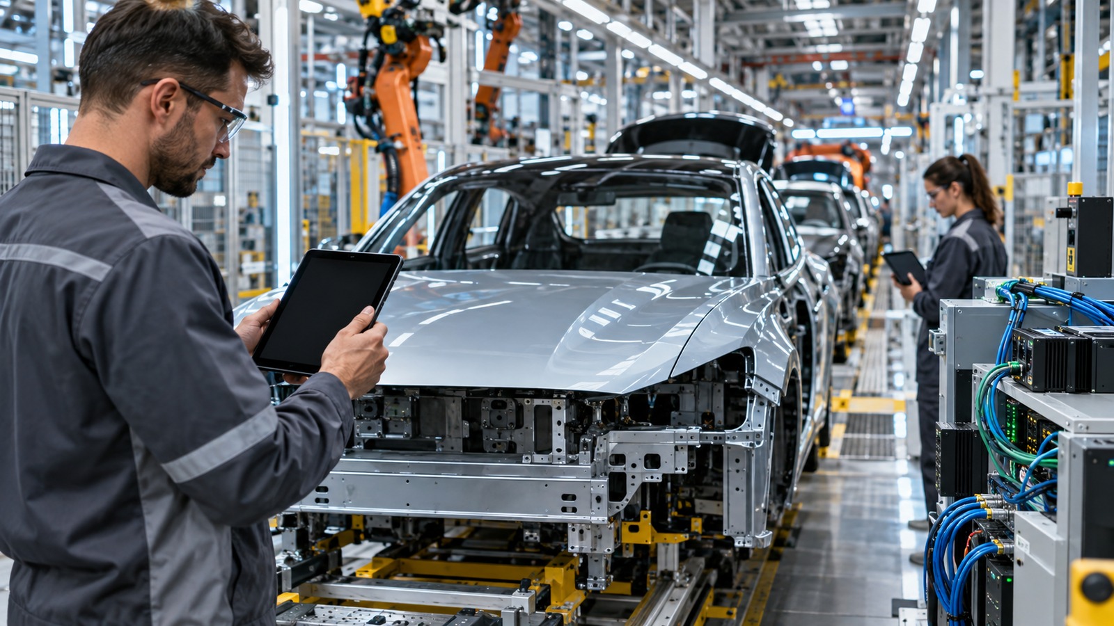 Ultra photorealistic hero image for Distributed Ledger Models in Automotive Industry Applications